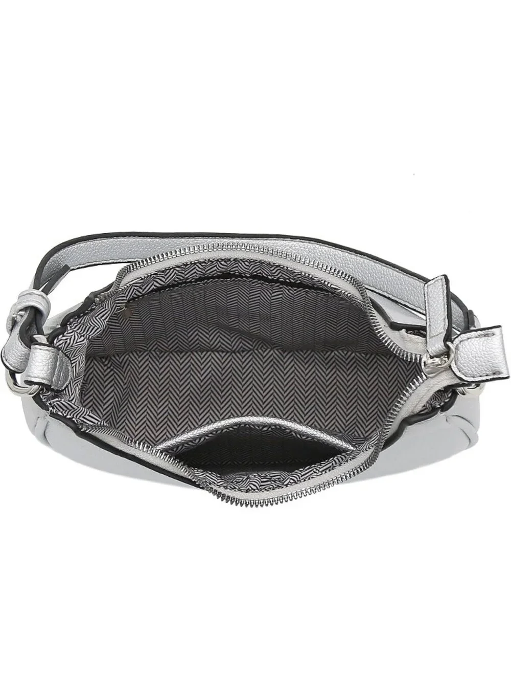 Women Silver Small Crescent For Trendy Underarm Purse Zipper Shoulder Bag